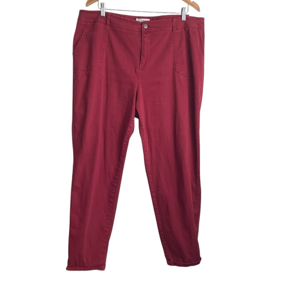 Cato Women Pants 20W Rust Tapered Leg Twill Pockets Comfy Casual Travel Office‎
